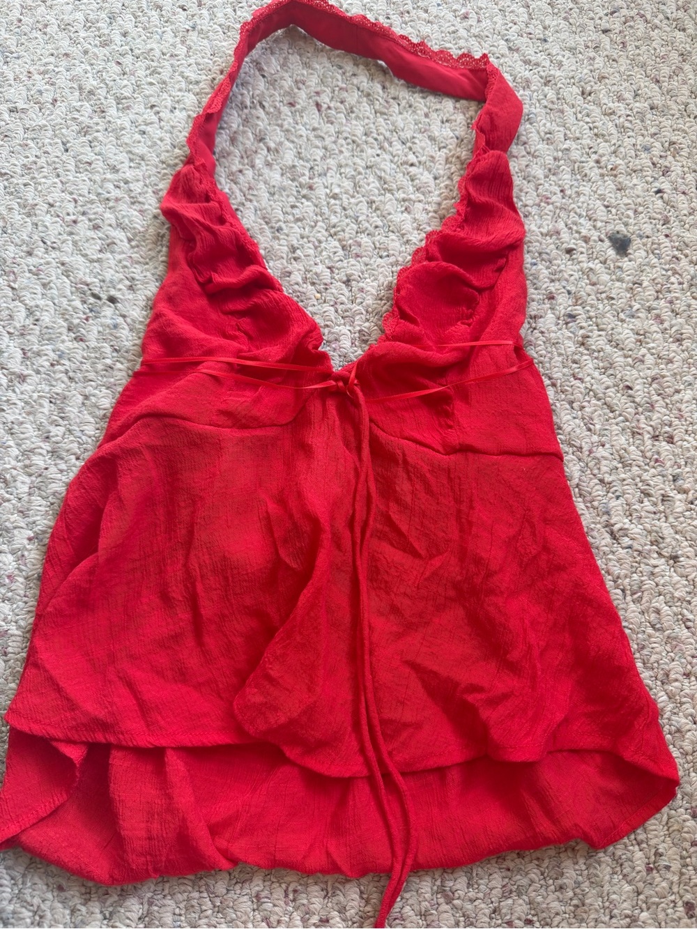 Red Halter Tie-Front Women's Tank Top